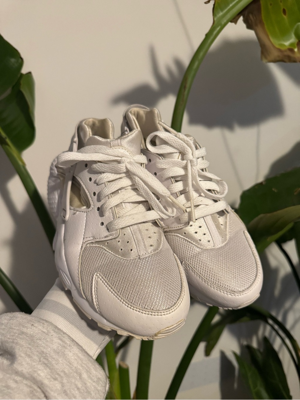 Nike Women's All-White Mesh & Leather Lace-Up Sneakers